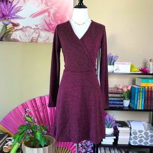 ✨ NWOT Burgundy Faux Wrap Knit Holiday Sweater Dress